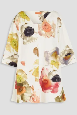 STINE GOYA Floral-print cotton-twill mini dress - White - XL