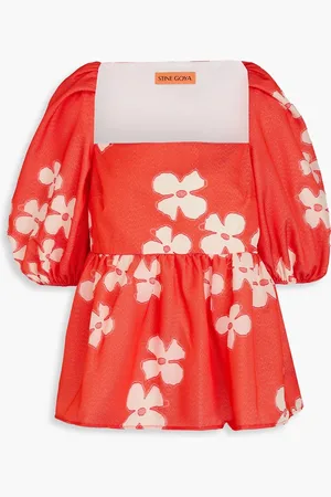 STINE GOYA Kinsley floral-jacquard peplum top - - XL
