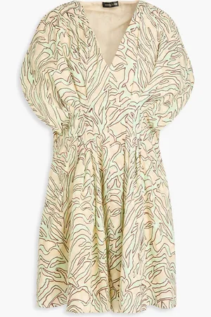 STINE GOYA Claudia printed fil coupé cotton-jacquard mini dress - Green - M