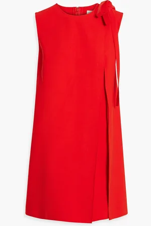 Oscar de la Renta Bow-detailed wool-blend crepe mini dress - Red - US 6