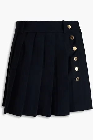 Sandro Pleated twill mini wrap skirt - Blue - FR 40