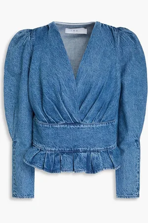IRO Ilja wrap-effect denim blouse - Blue - FR 34