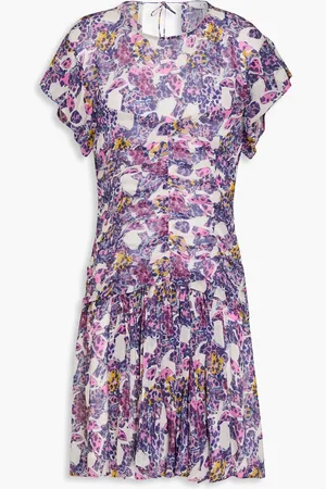 IRO Ruched printed crepon mini dress - - FR 34