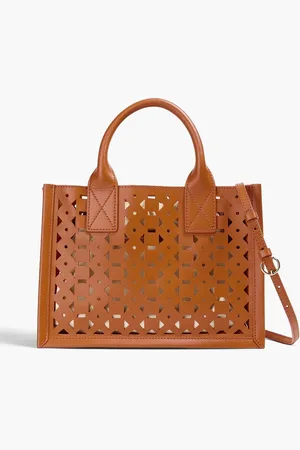 Sandro Laser-cut leather tote - Brown - OneSize