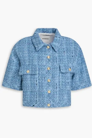 Sandro Cropped tweed jacket - Blue - FR 38