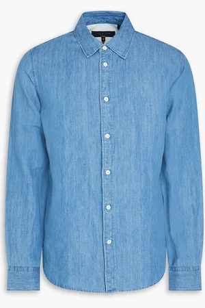 RAG&BONE Finch cotton and linen-blend chambray shirt - Blue - L