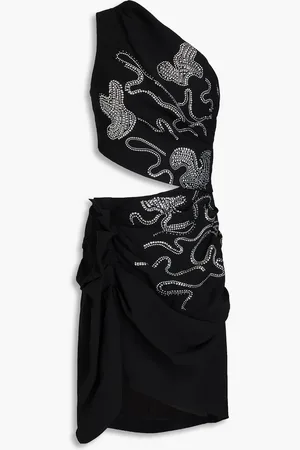 IRO One-shoulder embellished cutout crepe mini dress - - FR 36