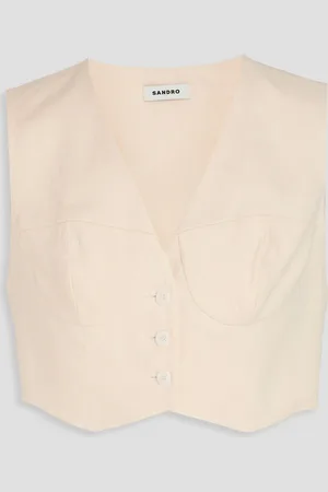 Sandro Cropped linen-blend vest - White - 3