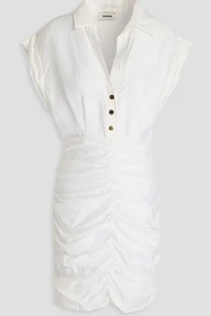Sandro Ruched woven mini shirt dress - - FR 34