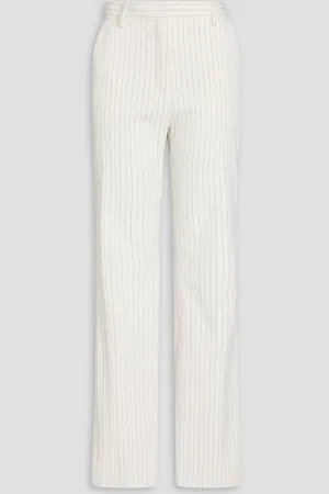 IRO Pinstriped cotton-blend twill flared pants - White - FR 34