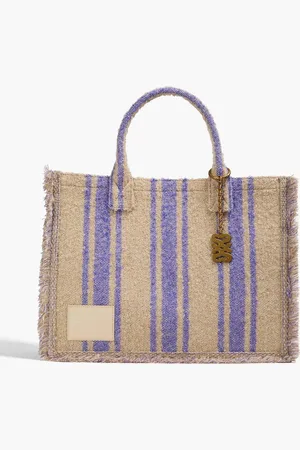 Sandro Frayed striped bouclé-tweed tote - Purple - OneSize