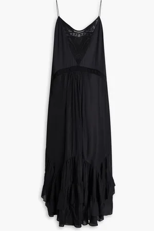 IRO Lace-trimmed tiered silk crepe de chine midi slip dress - - FR 36