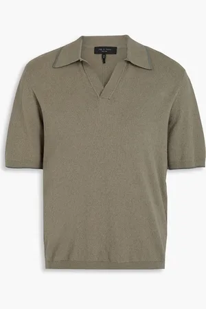 RAG&BONE Johnny cotton-blend terry polo shirt - Green - XXL