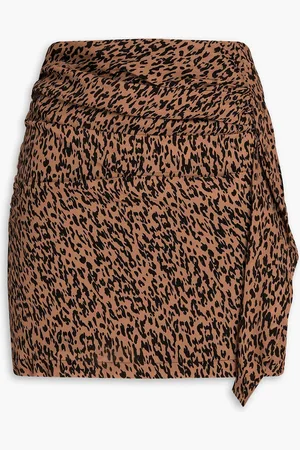 IRO Ruched leopard-print crepe mini skirt - - FR 32