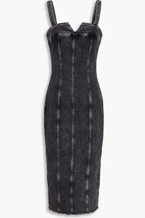 IRO Fijara frayed denim midi dress - Gray - FR 34