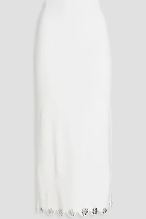 Sandro Floral-appliquéd stretch-knit midi pencil skirt - - FR 34