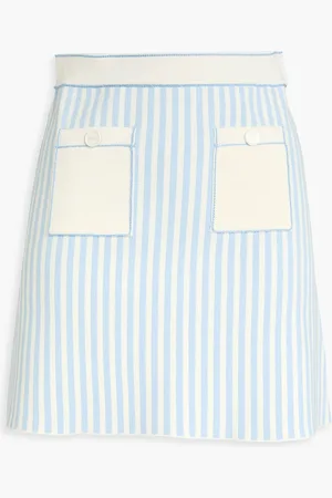 Sandro Striped stretch-knit mini skirt - Blue - FR 34