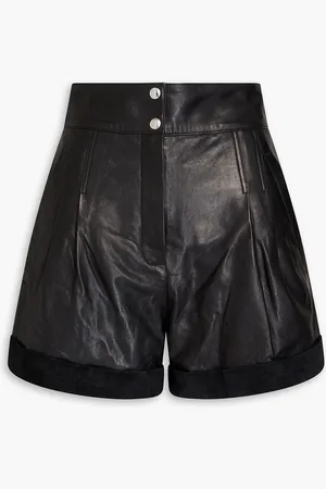 IRO Suede-trimmed leather shorts - - FR 38