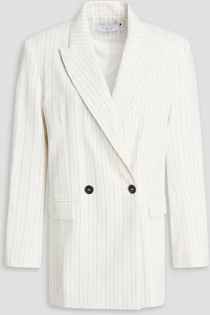 IRO Double-breasted pinstriped cotton-blend blazer - White - FR 36