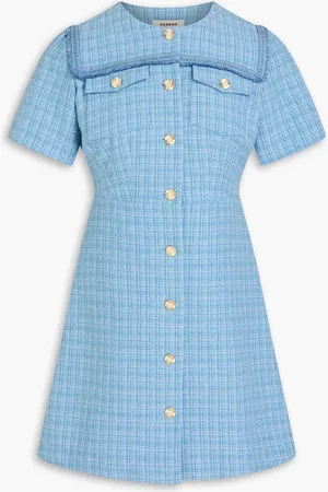 Sandro Cotton-blend tweed mini dress - Blue - FR 42