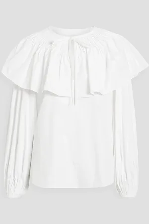 Carolina Herrera Ruffled cotton-blend poplin top - - US 2