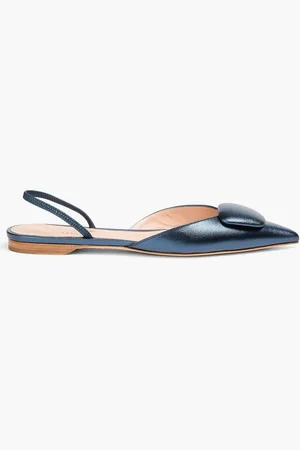 Rupert Sanderson Sabine embellished leather slingback point-toe flats - Blue - EU 35