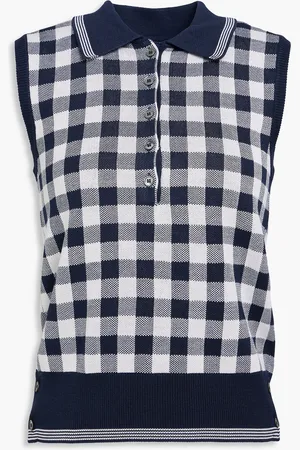 Thom Browne Checked silk top - Blue - IT 40