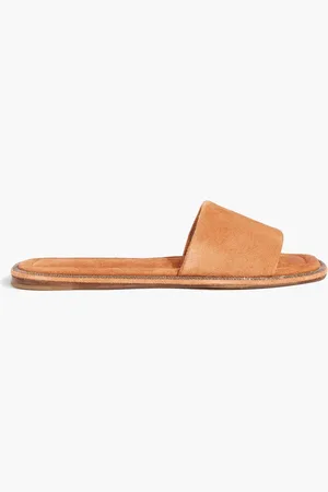 Brunello Cucinelli Bead-embellished suede slides - Orange - EU 36