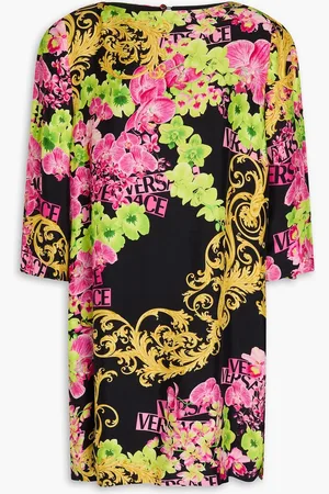 VERSACE Printed crepe de chine mini dress - - IT 44