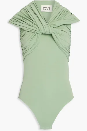 TOVE Florence twist-front jersey bodysuit - Green - FR 36