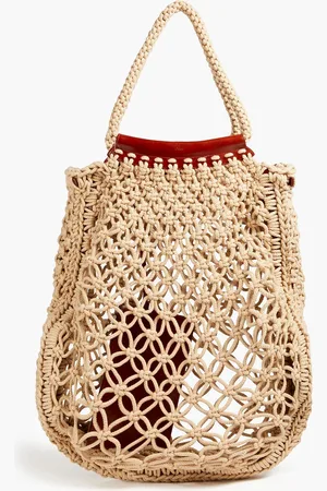 Chloé Leather-trimmed crocheted cotton tote - Neutral - OneSize