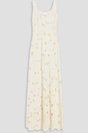 Chloé Crochet-trimmed wool, cashmere and silk-blend maxi dress - White - M