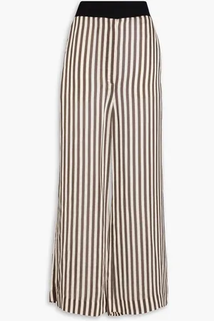 Khaite Banton striped satin-twill wide-leg pants - Brown - US 12