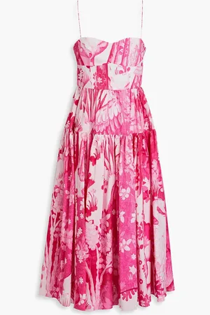 Erdem Printed cotton-seersucker midi dress - Pink - UK 16
