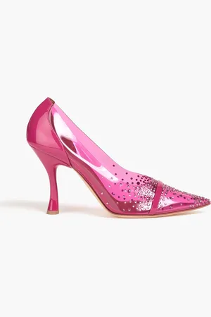 MALONE SOULIERS Joan 90 crystal-embellished PVC and patent-leather pumps - Pink - EU 39