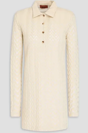 Missoni Crochet-knit cotton-blend mini shirt dress - White - IT 46