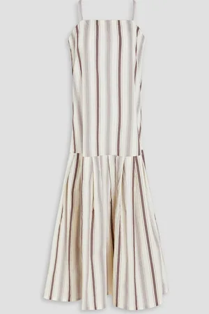 Fabiana Filippi Striped cotton and linen-blend midi dress - White - IT 44