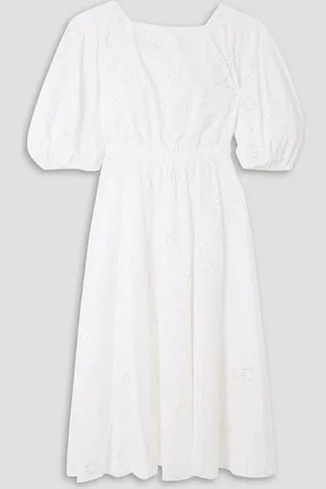 Carolina Herrera Pleated broderie anglaise cotton midi dress - - US 4