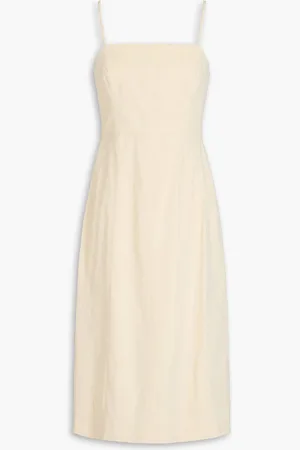 THEORY Linen-blend crepe midi dress - White - US 0