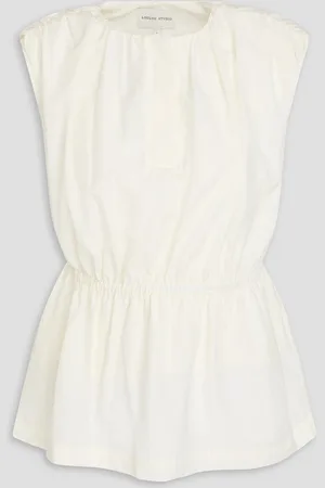 Loulou Studio Athena cotton and silk-blend poplin top - White - XL