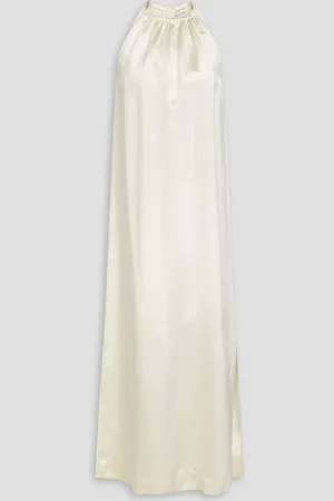 Loulou Studio Morene gathered silk-blend satin midi dress - White - XL