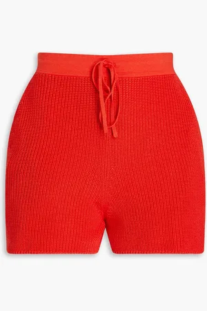 GENTRYPORTOFINO Ribbed silk and cotton-blend shorts - Red - IT 40