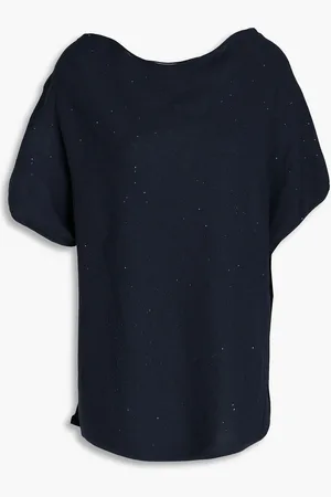 GENTRYPORTOFINO Sequin-embellished cotton-blend top - Blue - IT 40