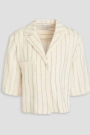 Loulou Studio Lago cropped pinstriped twill shirt - White - XL