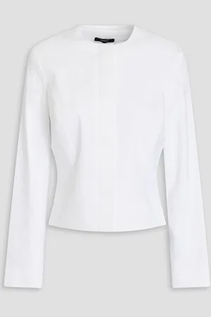 THEORY Linen-blend peplum jacket - - US 0