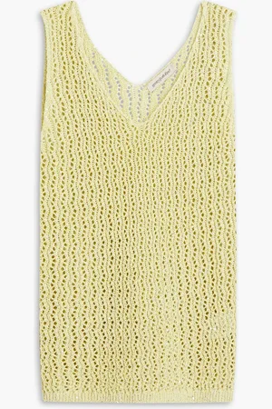 GENTRYPORTOFINO Sequined linen-blend tank - Yellow - IT 42