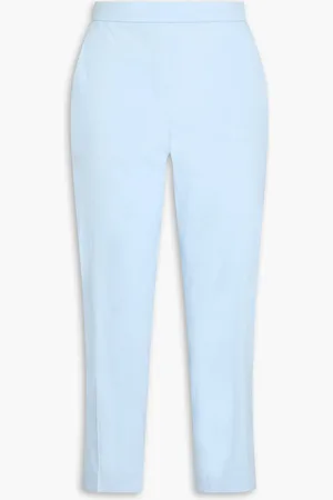 THEORY Cropped linen-blend tapered pants - Blue - US 14