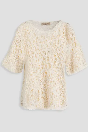 GENTRYPORTOFINO Open-knit linen-blend top - White - IT 40