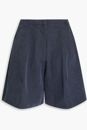 GENTRYPORTOFINO Washed cotton and linen-blend shorts - Blue - IT 42