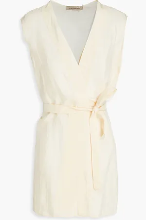 GENTRYPORTOFINO Striped crepe wrap top - White - IT 38